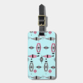 Aangepast Bagagelabel voor atoomroze en grijs patr (Voorkant verticaal)