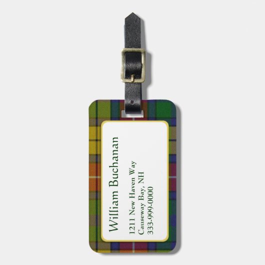 Aangepast Bagagelabel voor Buchanan Tartan (Voorkant verticaal)