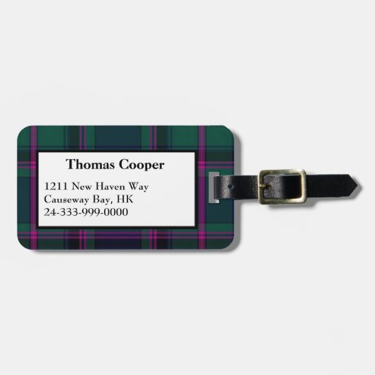 Aangepast Bagagelabel voor Cooper Tartan Pset (Voorkant horizontaal)
