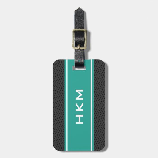 Aangepast bagagelabel voor drielettermonogram (Voorkant verticaal)