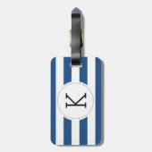Aangepast Bagagelabel voor een blauw stripmonogram (Achterkant verticaal)