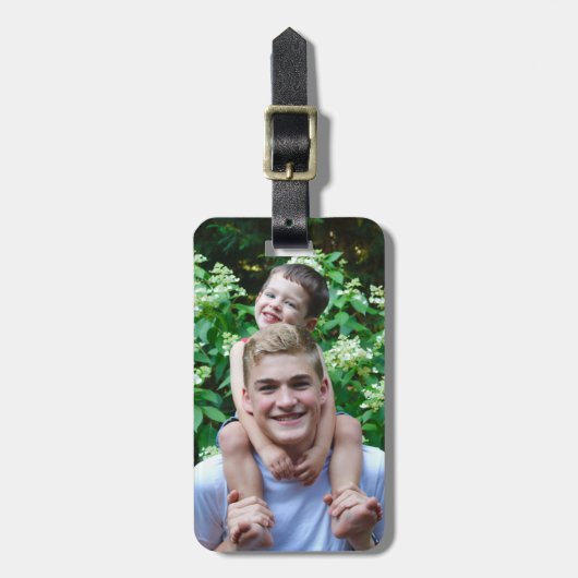 Aangepast bagagelabel voor foto's - bewerkbare tek (Voorkant verticaal)