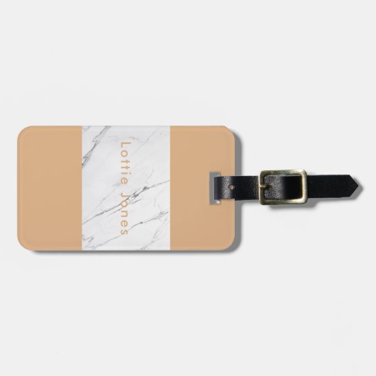 Aangepast bagagelabel voor Gold Leaf White marble  (Voorkant horizontaal)