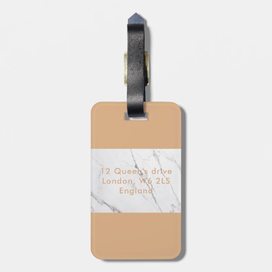 Aangepast bagagelabel voor Gold Leaf White marble  (Achterkant verticaal)
