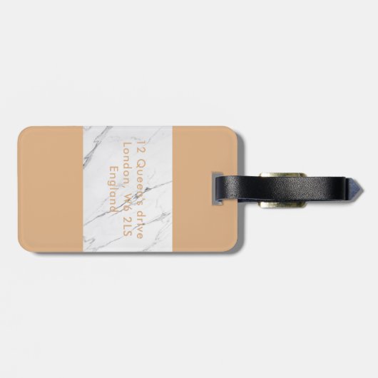 Aangepast bagagelabel voor Gold Leaf White marble  (Achterkant horizontaal)