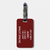 Aangepast bagagelabel voor kalm- en liftgewicht be (Achterkant verticaal)