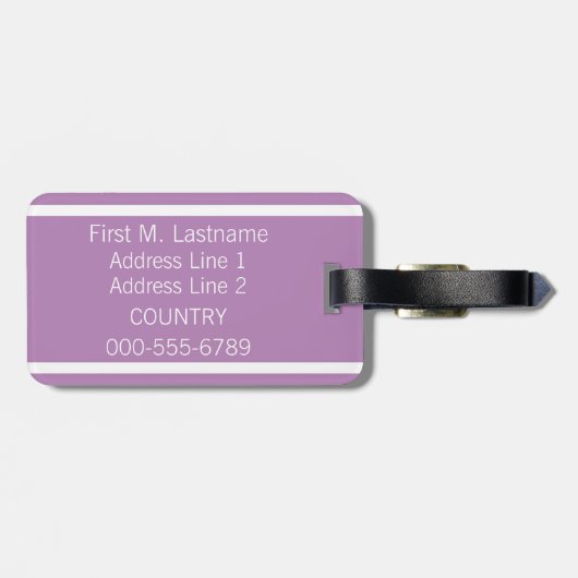 Aangepast bagagelabel voor lila stripes (Achterkant horizontaal)