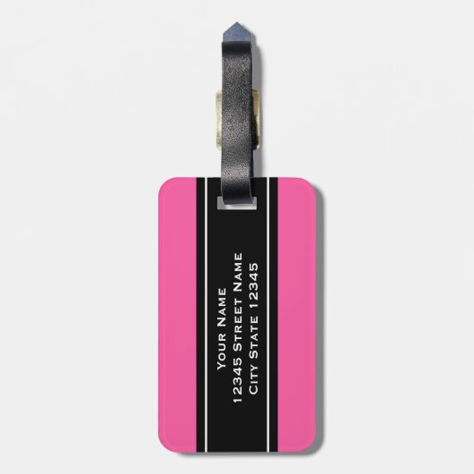 Aangepast bagagelabel voor reizen met hot-roze str (Achterkant verticaal)