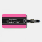 Aangepast bagagelabel voor reizen met hot-roze str (Achterkant horizontaal)