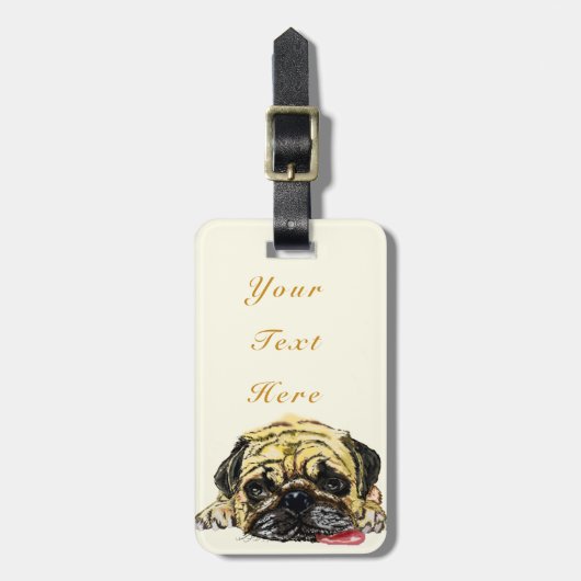 Aangepast Bagagelabel voor tekstnaam Funny Pug Dog (Voorkant verticaal)