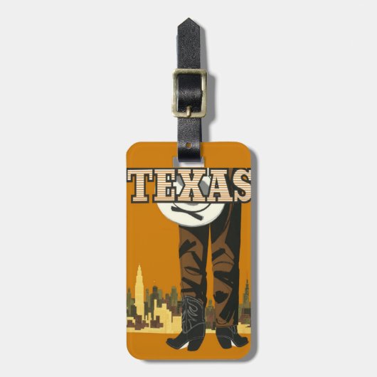 Aangepast bagagelabel voor Texas Vintage Travel (Voorkant verticaal)