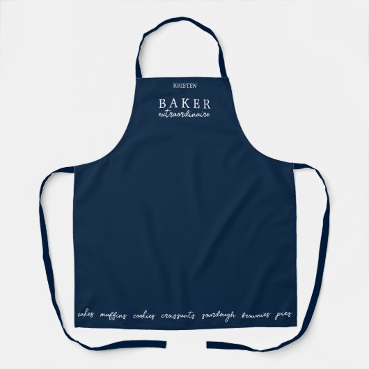 Aangepast Baker Extraordinaire Navy Medium Schort (Voorkant)