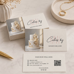 Aangepast Bakkerij Monogram Logo QR Banketbakker Visitekaartje