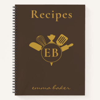 Aangepast bakkerij-monogram receptenboek notitiebo notitieboek