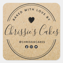 aangepast bakkerijkraftletje vierkante sticker
