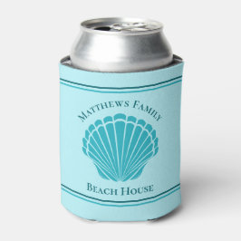 Aangepast balkhuis Aqua Blue Seashell Monogram Blikjeskoeler