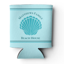 Aangepast balkhuis Aqua Blue Seashell Monogram