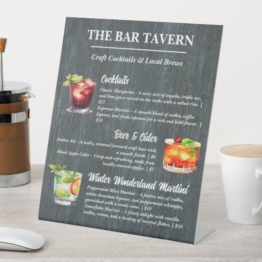 Aangepast balkmenu reclamebord met voetstuk (Insitu)