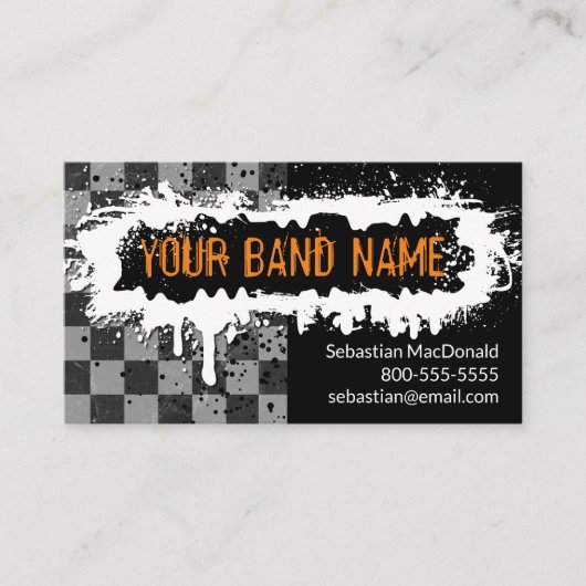 Aangepast Band Biz Card Punk Rock Musicus Visitekaartje (Voorkant)