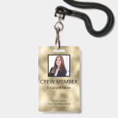 Aangepast barcode evenement gouden badge bemanning (Voorzijde met lanyard)