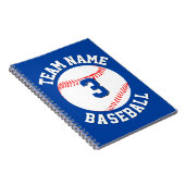 Aangepast Baseball Speler Nummer en Team Naam Spor Notitieboek (Rechterzijde)