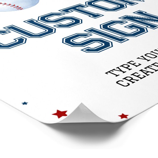 Aangepast Baseball Tafel Birthday Baby shower Poster (Hoek)