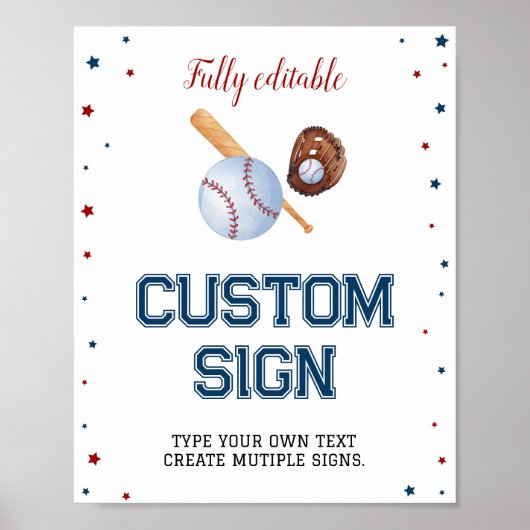 Aangepast Baseball Tafel Birthday Baby shower Poster (Voorkant)