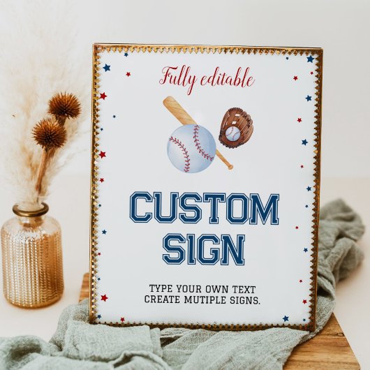 Aangepast Baseball Tafel Birthday Baby shower Poster