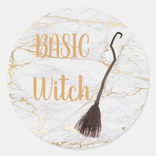 Aangepast BASIC WITCH Broom Funny Cool Aesthetic C Ronde Sticker (Voorkant)