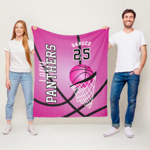 Aangepast - Basketbal Sport Design - Roze Fleece Deken