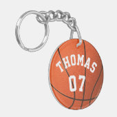 Aangepast Basketball met monogram Sleutelhanger (Voorkant Links)