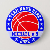 Aangepast Basketball Ronde Button 7,6 Cm (Voorkant)