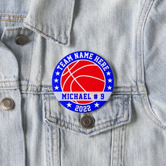 Aangepast Basketball Ronde Button 7,6 Cm (In situ)