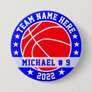 Aangepast Basketball Ronde Button 7,6 Cm
