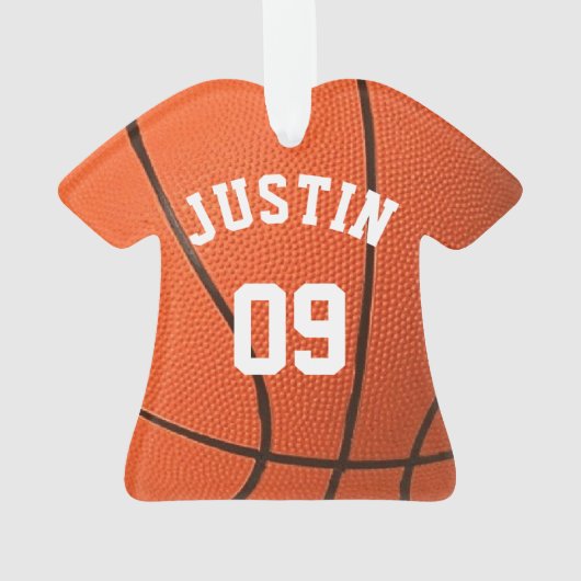 Aangepast Basketbalmonogram met naam en nummer Ornament (achterkant)