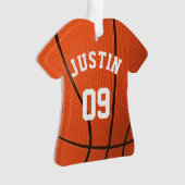 Aangepast Basketbalmonogram met naam en nummer Ornament (voorkant)