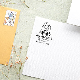 Aangepast Basset Hound Dog Retouradres, Rubberstempel