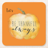 Aangepast BEDANKFUL ALTIJD Drink Thanksgiving Kartonnen Onderzetters (Voorkant)
