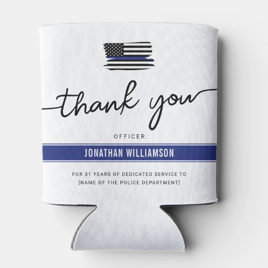 Aangepast bedankje politieagent pensioen cadeau blikjeskoeler (Achterkant)