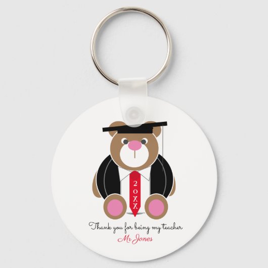 Aangepast bedankt dat je mijn leraar-teddybeer ben sleutelhanger (Voorkant)
