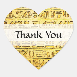 Aangepast "Bedankt" Egyptische Hieroglyphs Yellow Hart Sticker