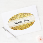 Aangepast "Bedankt" Egyptische Hieroglyphs Yellow Ovale Sticker (Envelop)
