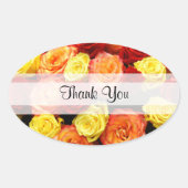 Aangepast "Bedankt" Geel/Rood/Oranje Roos Ovale Sticker (Voorkant)
