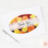 Aangepast "Bedankt" Geel/Rood/Oranje Roos Ovale Sticker (Envelop)