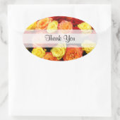 Aangepast "Bedankt" Geel/Rood/Oranje Roos Ovale Sticker (Tas)