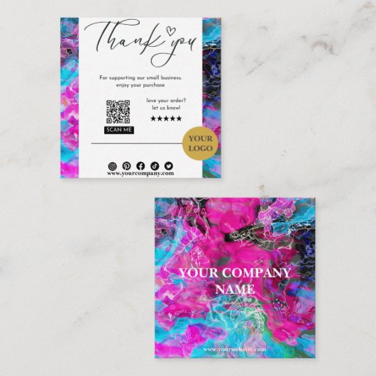 Aangepast bedankt vierkante visitekaartje (Voorkant / Achterkant)