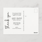 Aangepast bedankt voor de Baby foto van script Briefkaart (Achterkant)