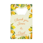 Aangepast bedankt voor je bruiloft waterverf limon creditkaart flessenopener (Voorkant)