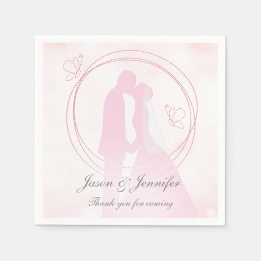 Aangepast bedankt voor je romantische roze bruilof servetten (Voorkant)