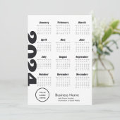 Aangepast bedrijf 2024 Kalender Zwart-wit Programmakaart (Staand voorkant)